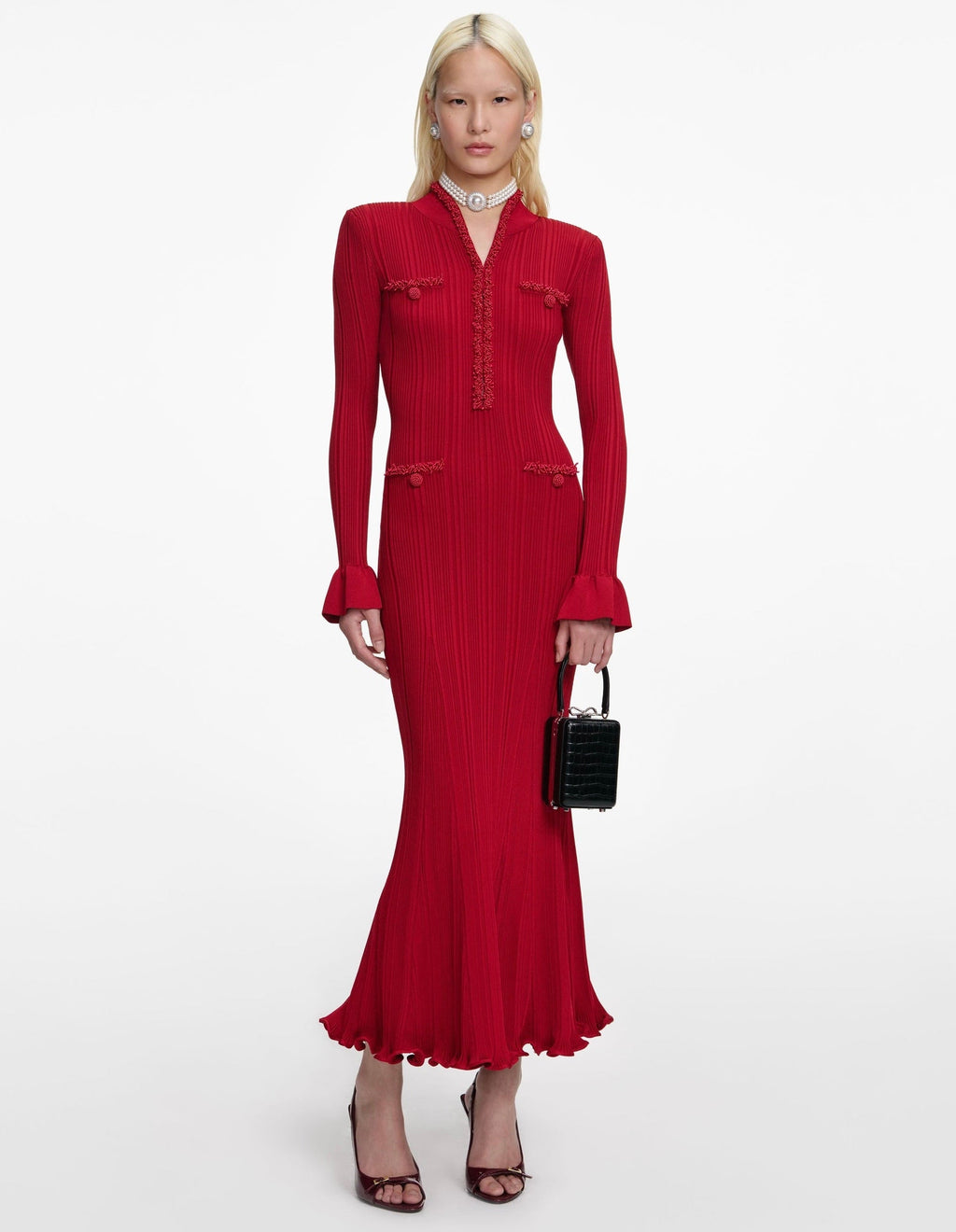Beaded ribbed-knit Dress