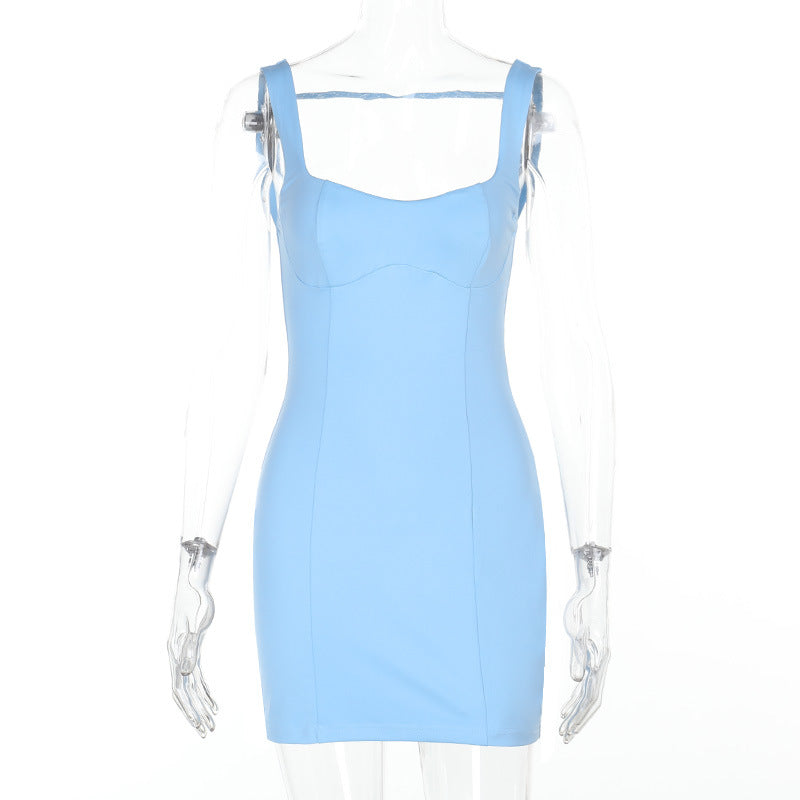 Summer new backless waist cinched camisole short skirt