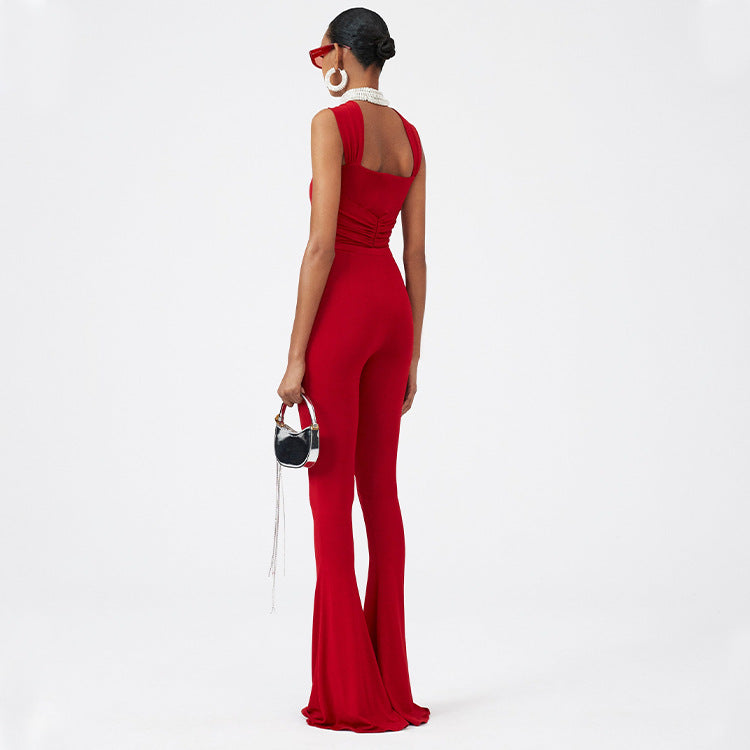 Sexy Hollow Out One-Piece Swimsuit Women Red Rose Set