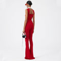 Sexy Hollow Out One-Piece Swimsuit Women Red Rose Set