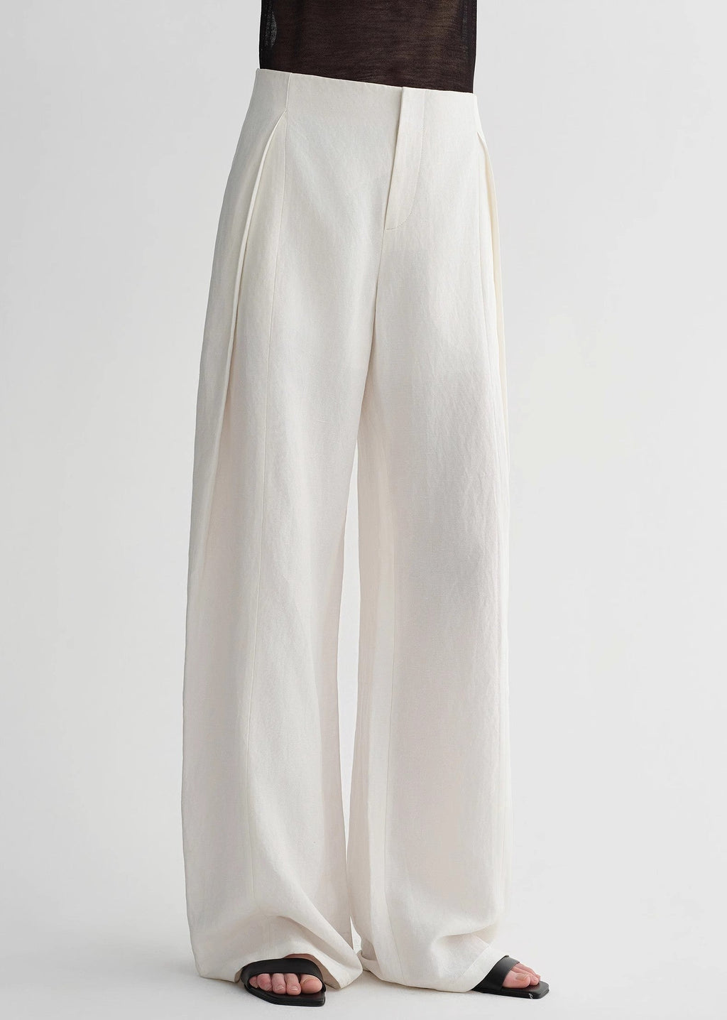Summer mulberry silk linen waistless three-dimensional pleated wide-leg pants for women