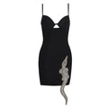 New Designer Black Color Women Rayon Bandage Sexy Bodycon Mini Dress Nightclub Party Celebrate Outfit Vestido