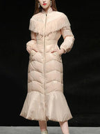 Tassel Splicing Solid Cotton Coat For Women Long Sleeve High Wasit Belt Spiced Design Thin Coats