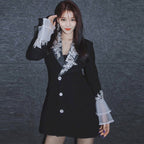 Coat women's design suit skirt diamond embroidered small suit skirt trumpet sleeves