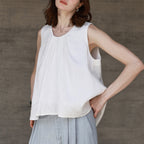 Linen Vest A-line Hem Women's Summer Loose Sleeveless Backless Design Top