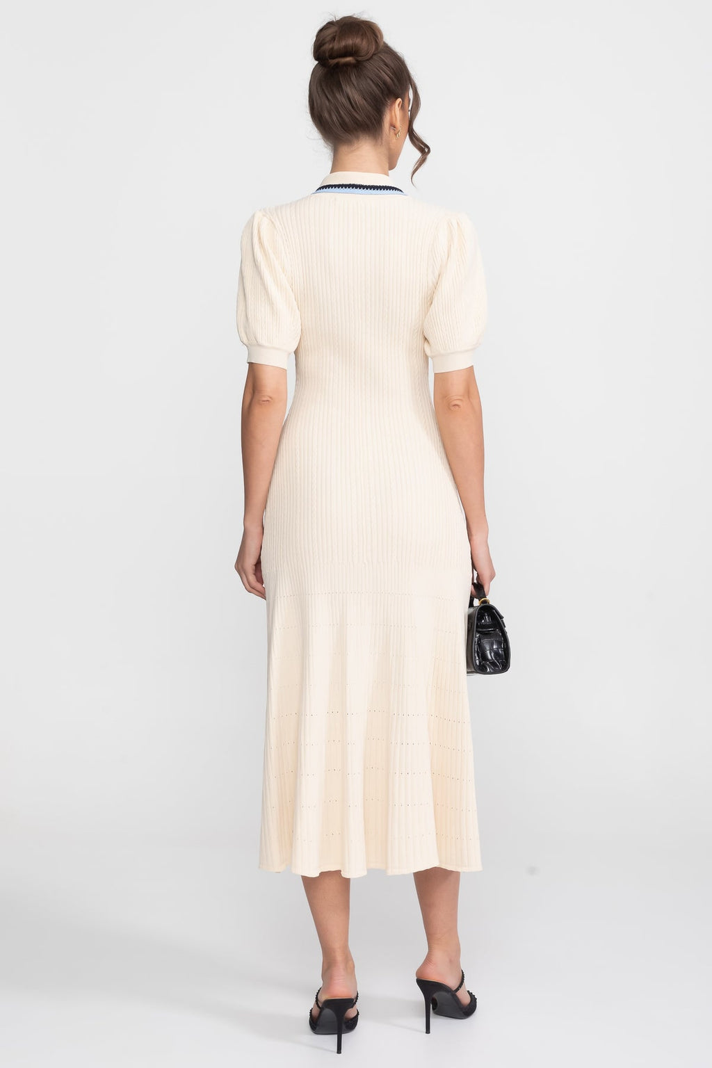 Knitted A-line polo dress
