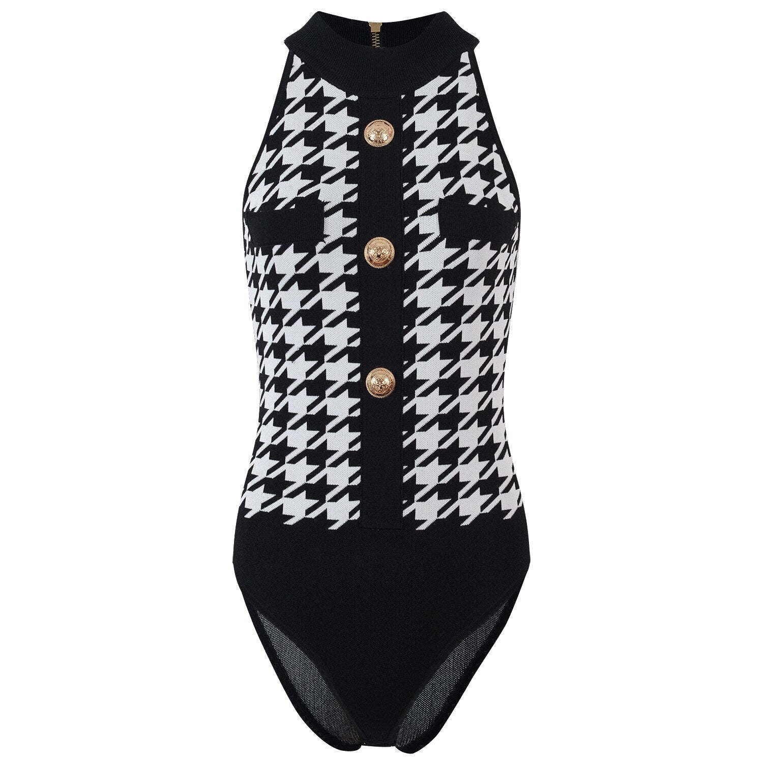 Luxury Designers Summer Clothes Vintage Lion Buttons Plaid Jumpsuit Women Sleeveless Sexy Outfits for Woman