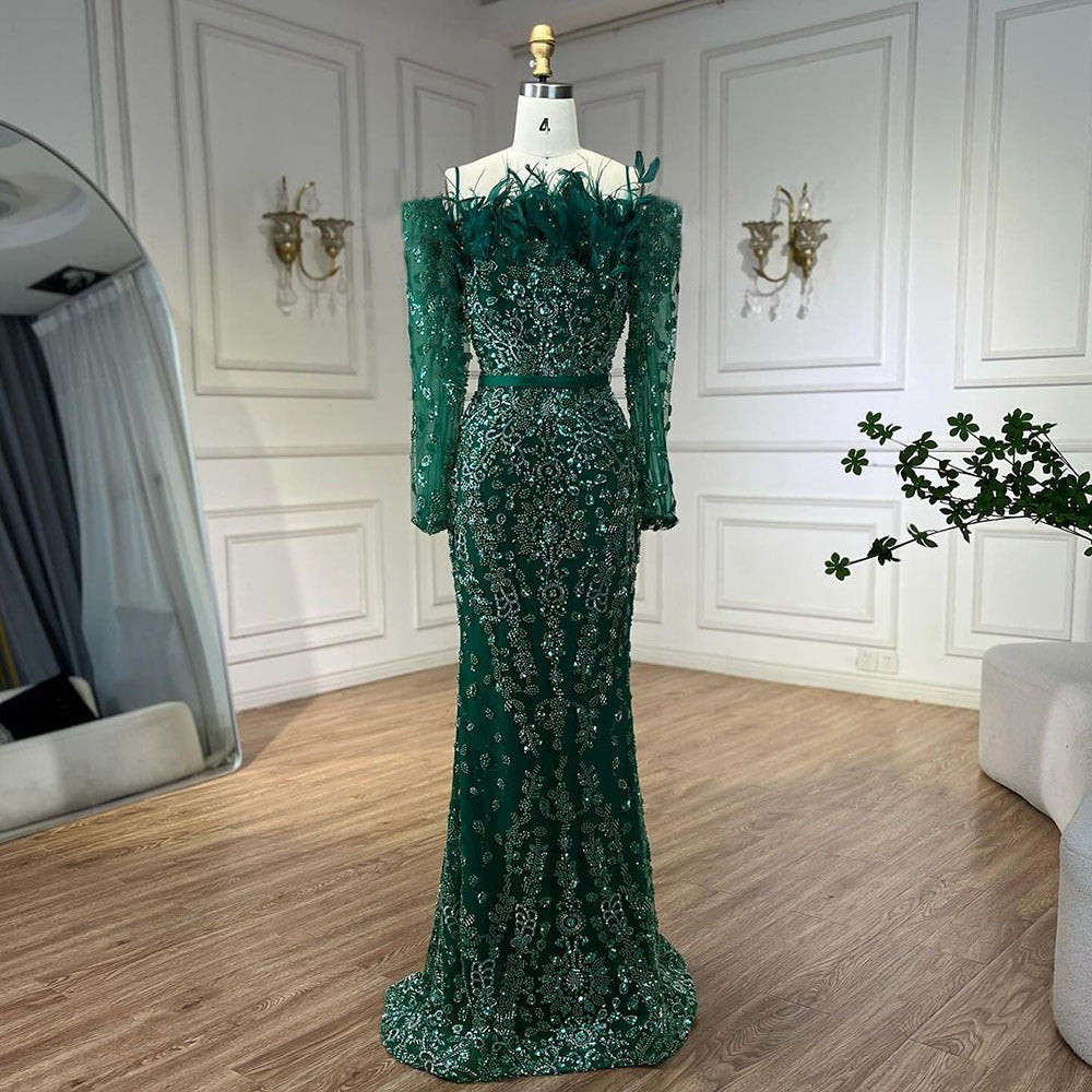 Elegant Black One-Shoulder Feather Mermaid Evening Gown Luxurious and Chic Perfect for Hostess PartyFormal Events