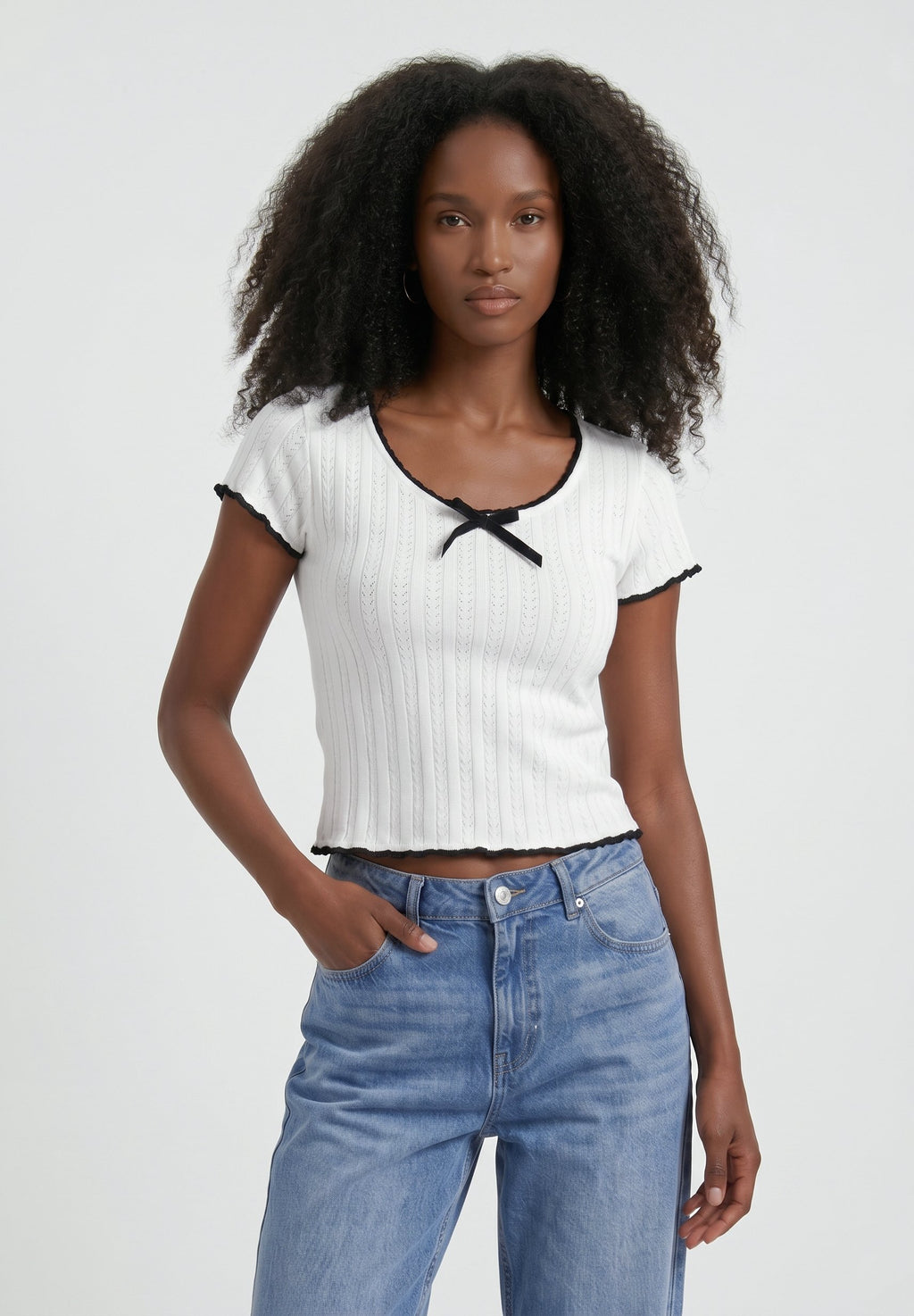 Crochet Bow Knit Top