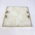 White Agate Serving Tray With Brass Handles | Square