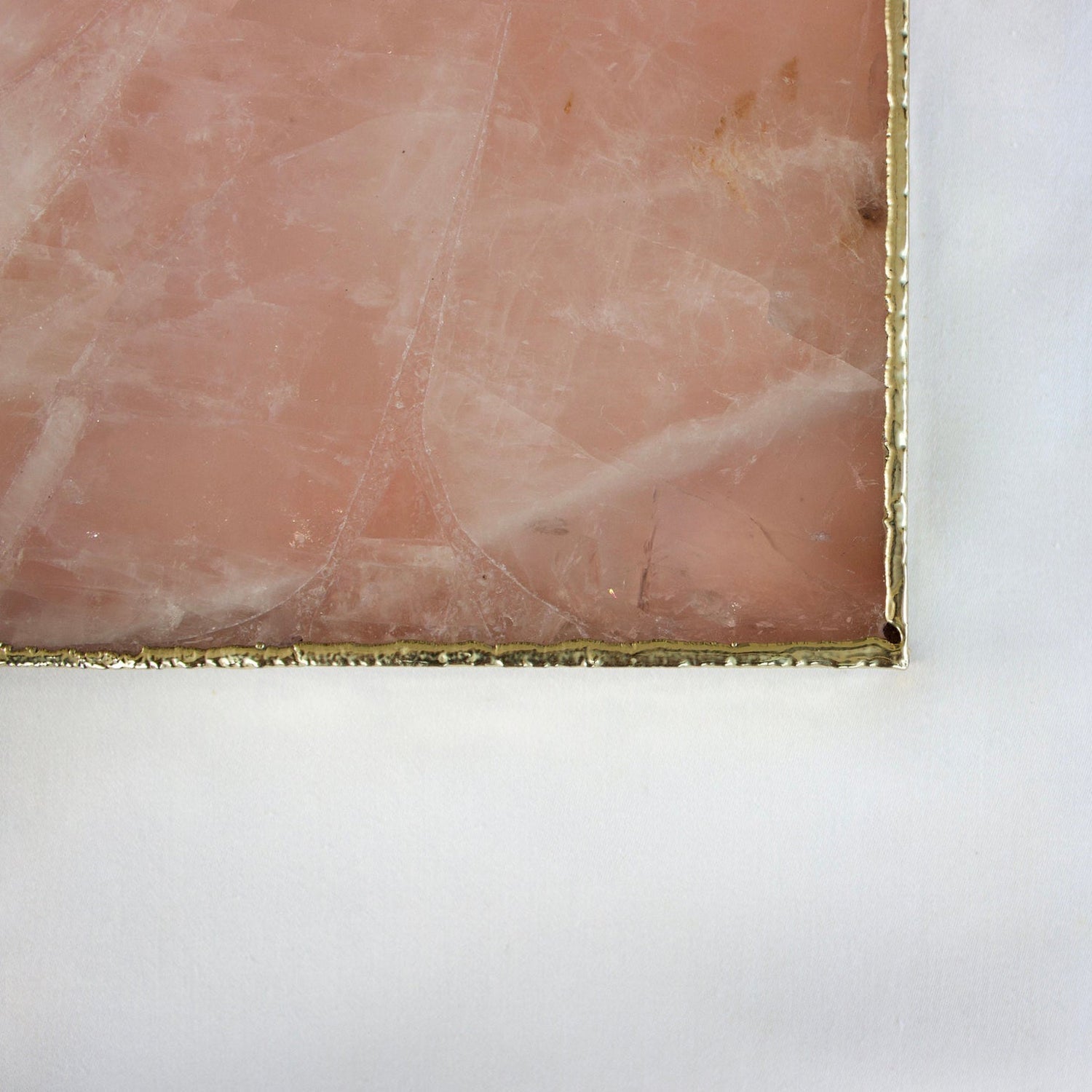 Rose Quartz Agate Serving Tray With Brass Handles | Square