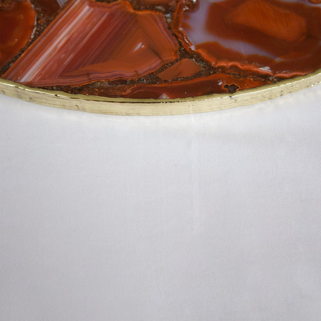 Red Agate Serving Tray With Brass Handles | Circular