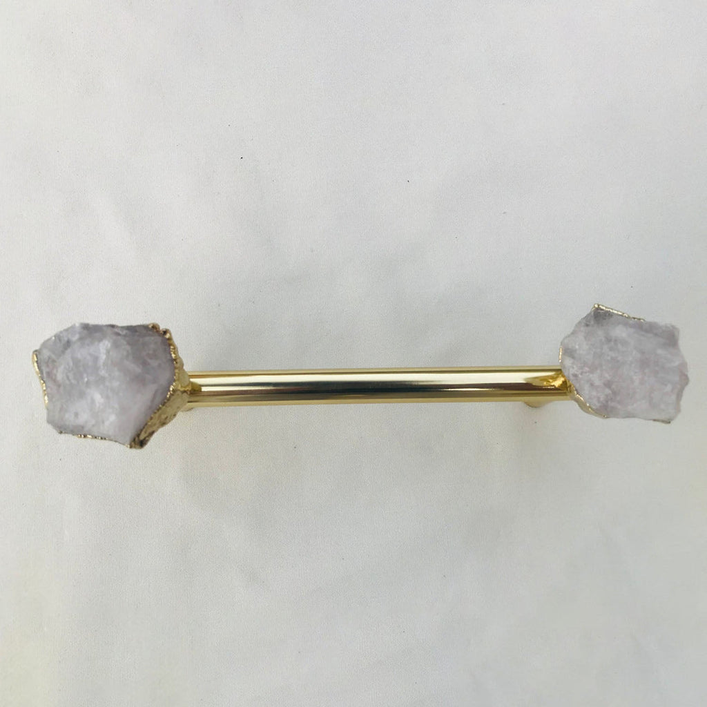 Set of 4 - Cabinet/Door/Drawer/Kitchen Handle and Pull - Clear Quartz/Agate  stainless steel brass plated handles