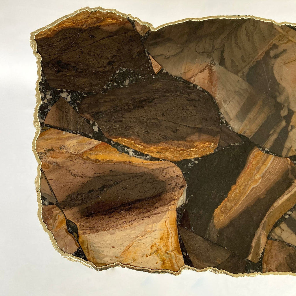 Brown Agate/Crystal/Gemstone/Quartz Organic Edge Side/Drink/Coffee Table