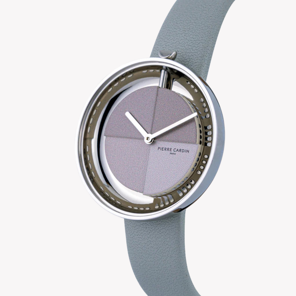 Pierre Cardin Women's Gray Leather Watch, Silver Case | Cma.0005