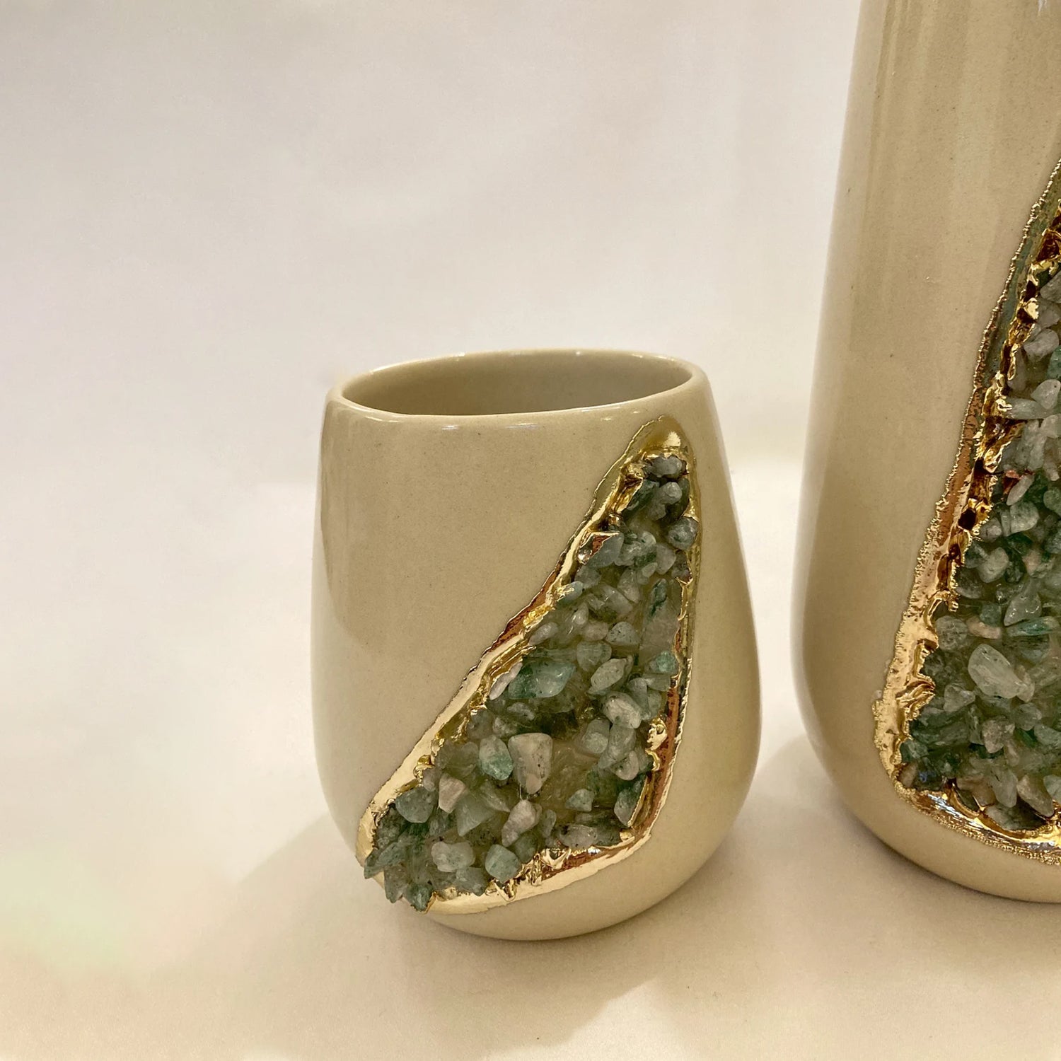 Set of 2 Cream Ceramic Vases