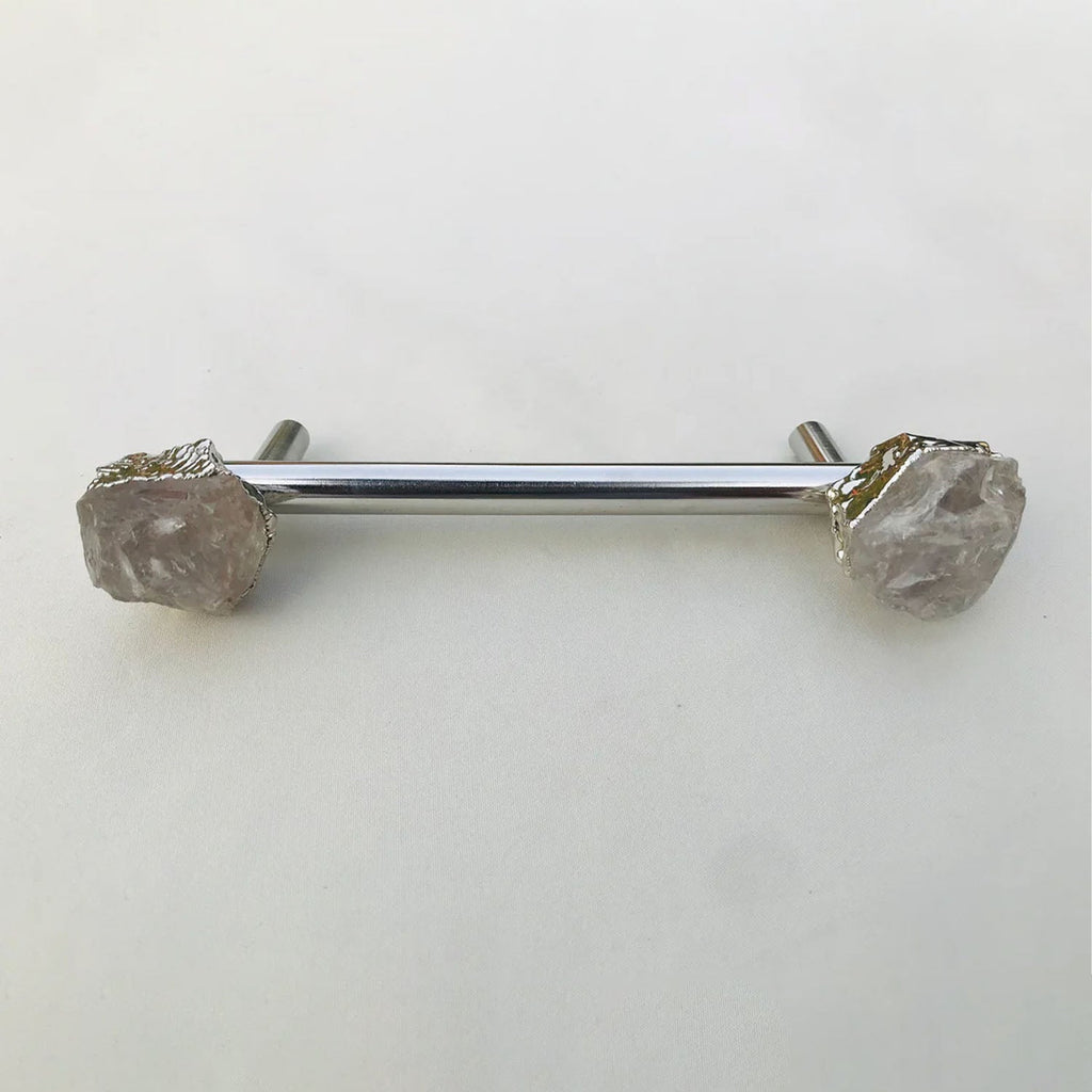Set of 4 - Cabinet/Door/Drawer/Kitchen Handle and Pull - Clear Quartz/Agate  stainless steel handles
