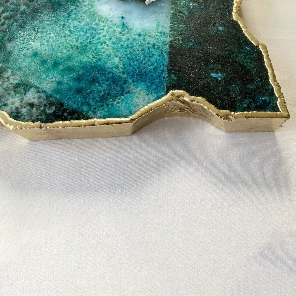 Large Composite Green Agate Cheese Platter/Tray/Personalised Momentos/Sign Boards 10"x15"