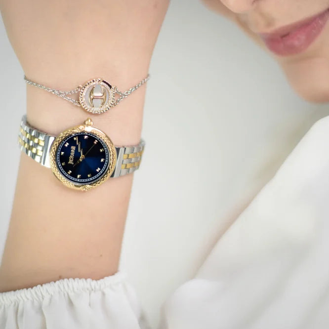 Just Cavalli Women's Two-Tone Watch, Dark Blue Dial | Jc1l311m0065
