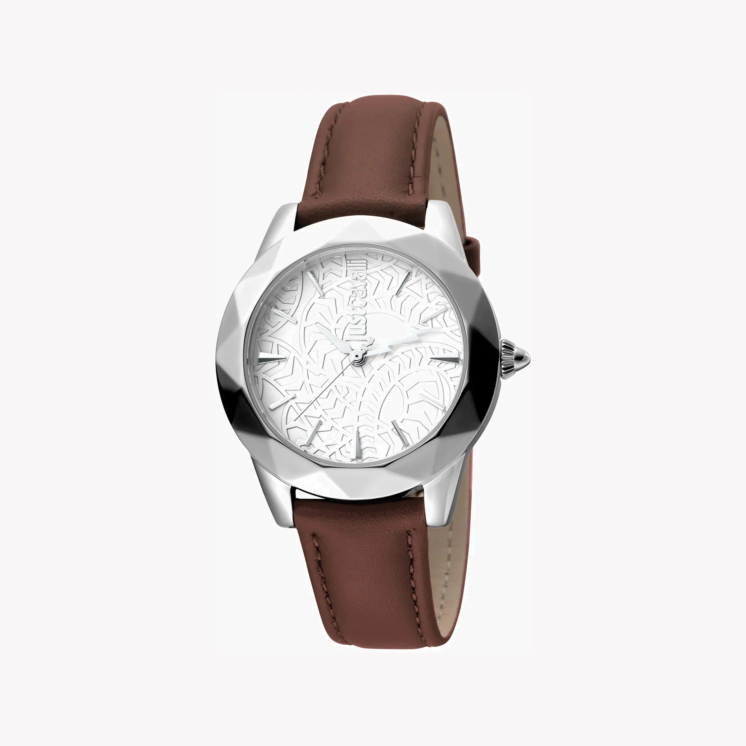 Just Cavalli Women's Leather Watch, Silver Dial | Jc1l003l0015