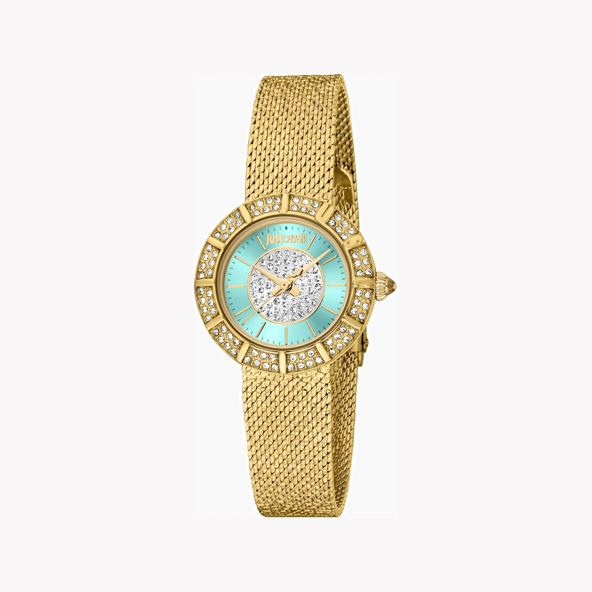Just Cavalli Women's Gold Stainless Steel Watch, Turquoise Dial | Jc1l253m0065