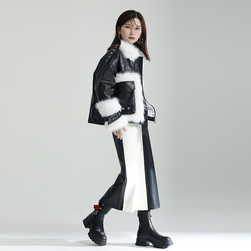 Increasingly Designer Small Fur One Piece Coat Women Fashion New Irregular Cotton Clothes in Autumn and Winter