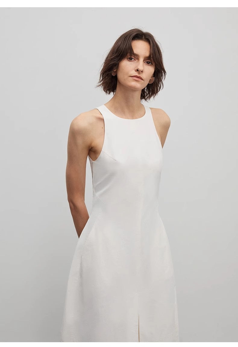"Plain Poetry" functional style sleeveless dress female French style new temperament slim Hepburn little black dress long skirt