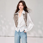 Elegant Soft Style White Long Sleeve Blouse for Women, Loose Turn-down Collar with Scarf, Commuter Chic Top, Sophisticated Spring Wear