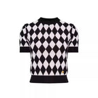 High quality short sleeved niche knitwear women's new diamond grid age reducing shirt top