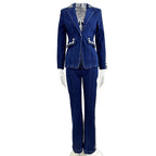 Fashionable Embroidered Washed Denim Jacket and Pants Two-Piece Set