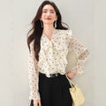 Chiffon Blouse Women's Spring Autumn Winter Fashion Design Elegant Long Sleeve Shirt