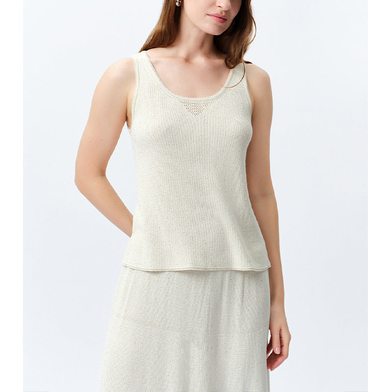 Elegante Knit Strap Top for Women, Casual and Charming, Simple Sleeveless Blouse