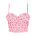 Women's Designer Style Strapless Bra Camisole One-Piece Floral Boned Bustier