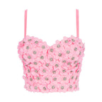 Women's Designer Style Strapless Bra Camisole One-Piece Floral Boned Bustier