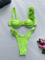 Flower split bikini swimsuit