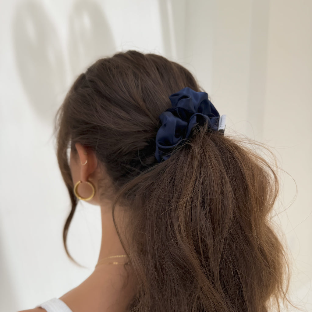 Organic Premium Silk Scrunchie - Royal Blue