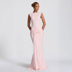 Fashionable Fitted Backless Round Neck High Waist Sleeveless Ribbon Wrap Bodycon Dress