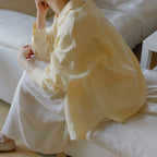 Linen Side Slit Blouse Women's French Casual Loose Top and Jacket Loose Shirt