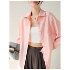 Design Sense Acetate Linen Air Conditioning Shirt Loose Fit Single Pocket