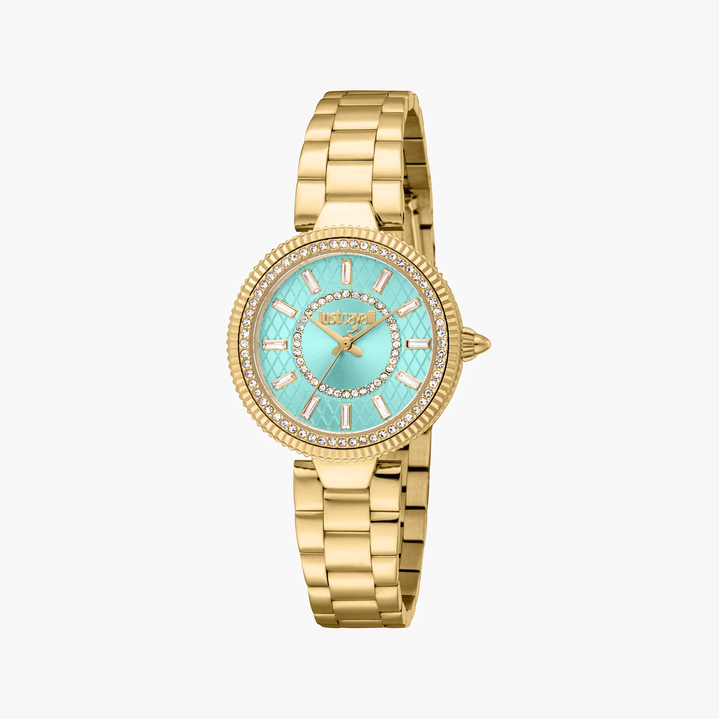 Just Cavalli Women's Gold Watch, Turquoise Dial | Jc1l308m0055
