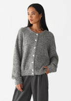 White Knit Cardigan Women's Vintage Shell Button Grey Wool Sweater Jacket Ins Style