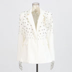Temperament solid color small suit personality nail diamond tassel design suit jacket for women