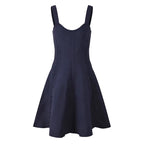 Belted Vintage Design Strap Dress + Short Sleeve Cardigan