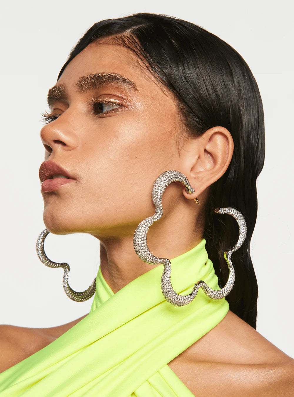 Crystal flower maxi hoops