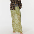 Sagestu Floating Green Ink Washed Paisley Long Dress Shirt Elegant Fashion Set Women's Designer Outfit