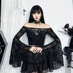 Gothic Layered Skirt with Chain Cross Design for Women, Fitted and Trendy Halloween Party Style