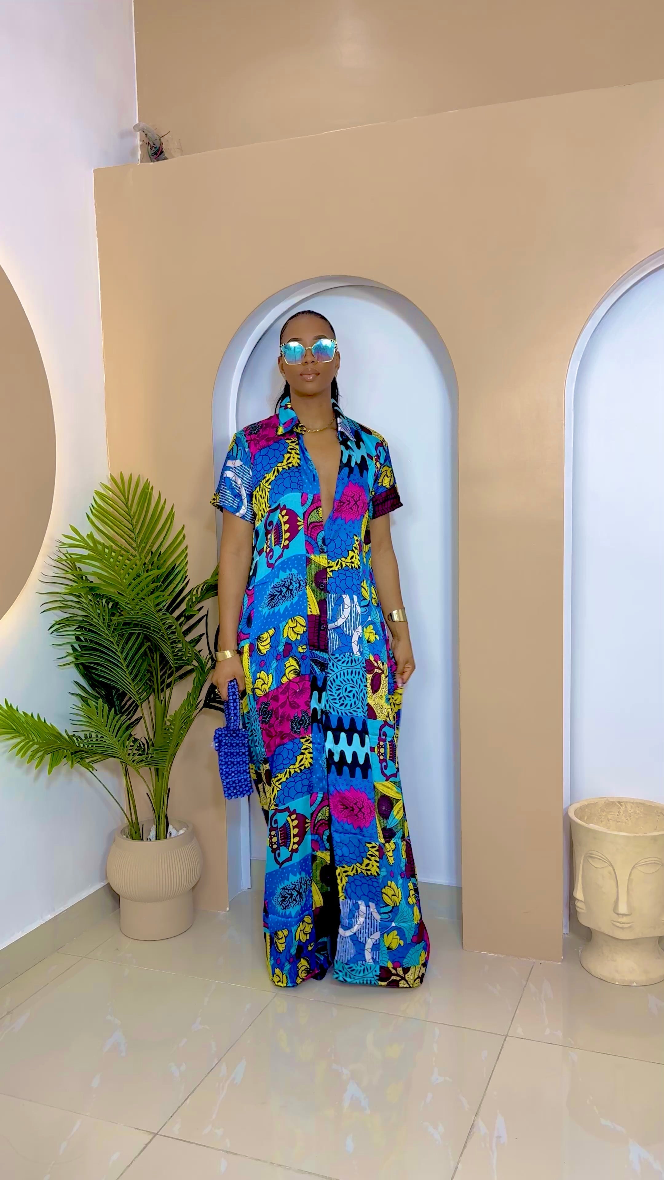 Divine Multi-Color Ankara Kaftan Dress-2