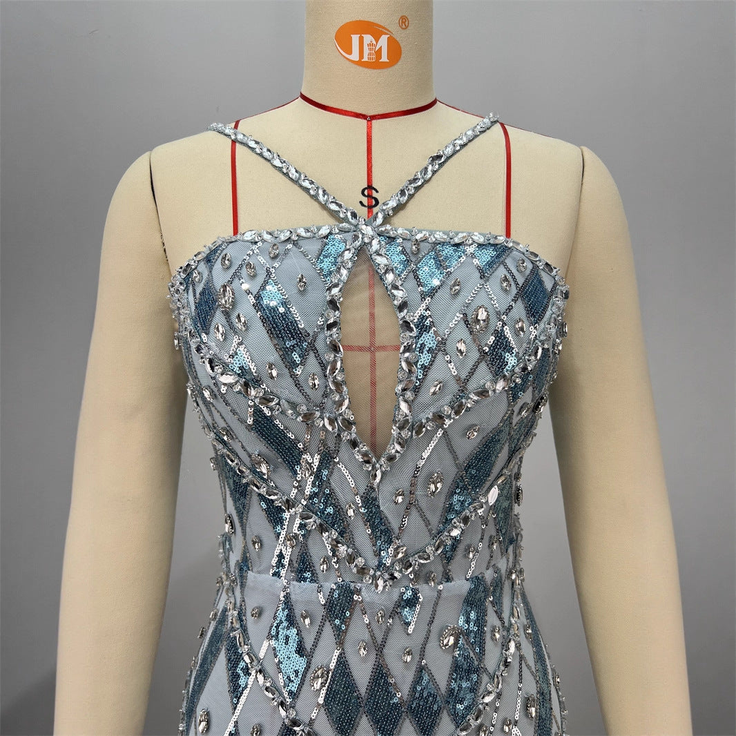 Performance Costume Set - Sleeveless Waist-Cut  Fashion Luxury Celebrity Dress