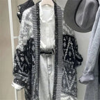 Luxury High Quality Sequined Knit Long Cardigan Women Winter Autumn Brand Thicken Cashmere Sweater Jacket Knitwear Coat