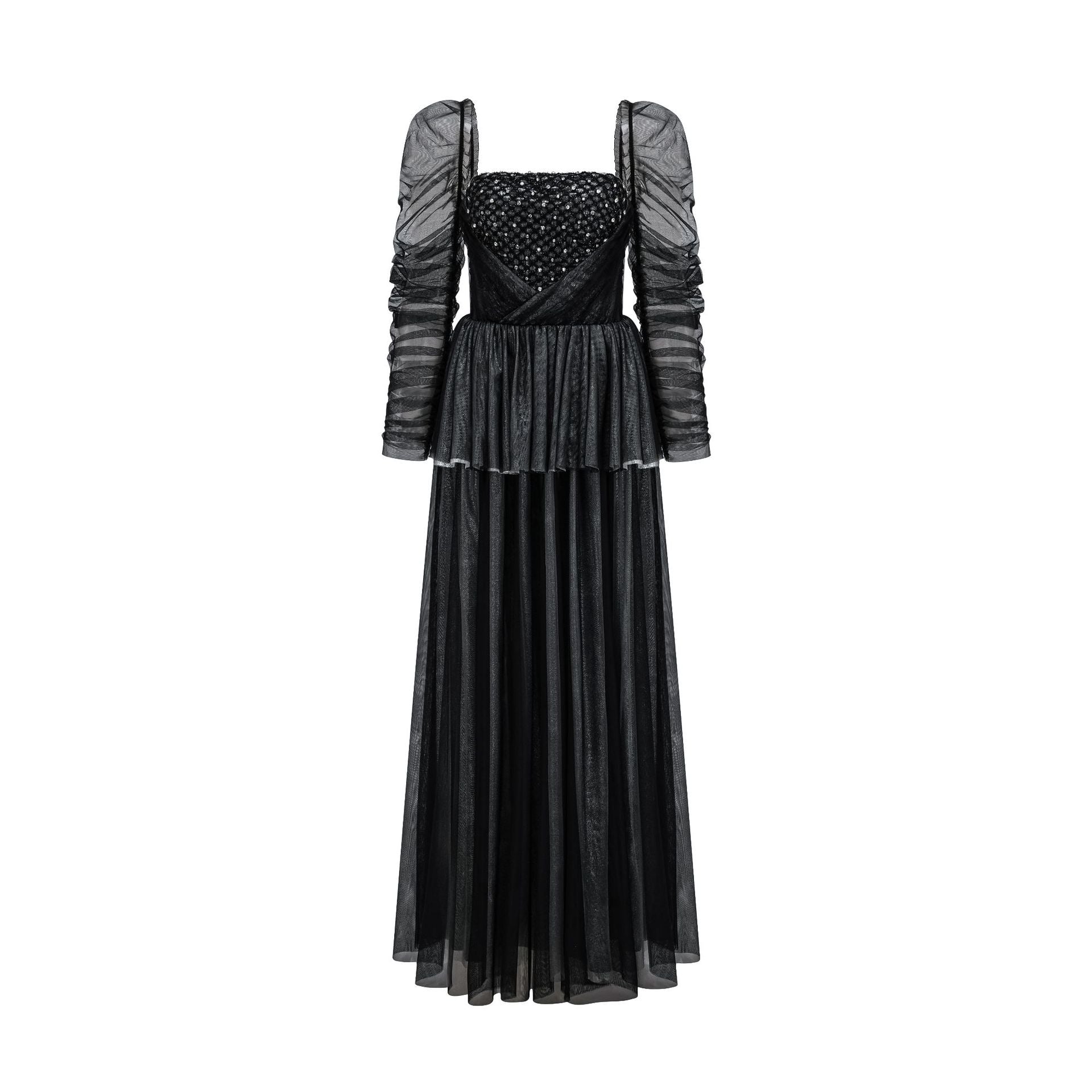 Elegant French Style Dress with Strapless Long Sleeve for Party and Banquet
